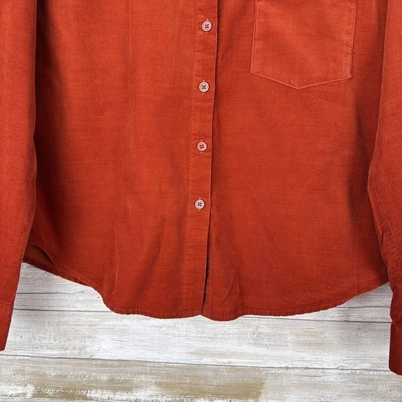 Forever 21 Womens Shirt Top Medium Cropped Corduroy Rustic Orange Oversized - Picture 3 of 11